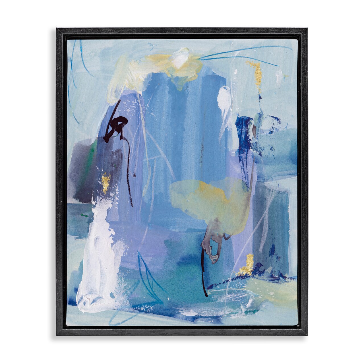 Stupell Industries Blue Abstract with Squiggles Framed Floater Canvas Wall Art Design by Grace Popp